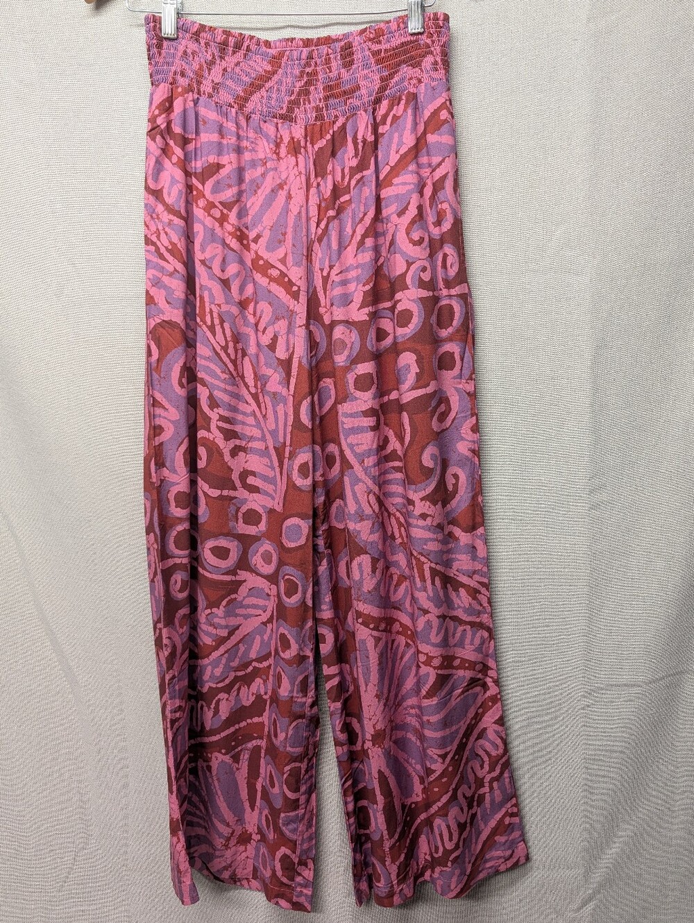 Sundance Pink & Brown Patterned Wide-Leg Palazzo Pants Size Small NWOT